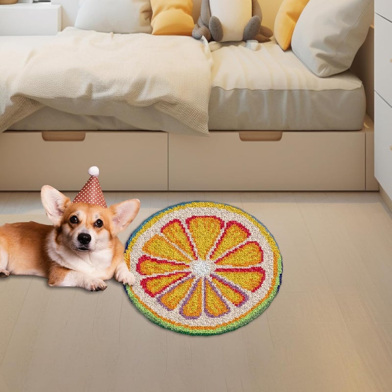 YP Orange Latch Hook Rug Kit - 20x20 Inch DIY Needlecraft Set for Home Decor, Easy Beginner-Friendly Crochet Rug with Pre-Cut Yarn, Vibrant Handmade Craft for Teens & Adults - Image 5